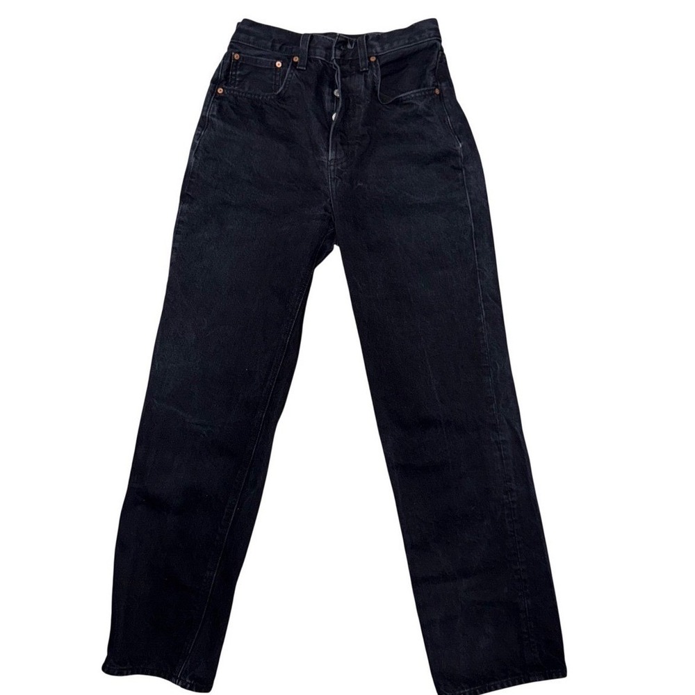 DENIM FORUM The Joni High Rise Loose BlK Wash Denim‎ Jeans Womens Size 24